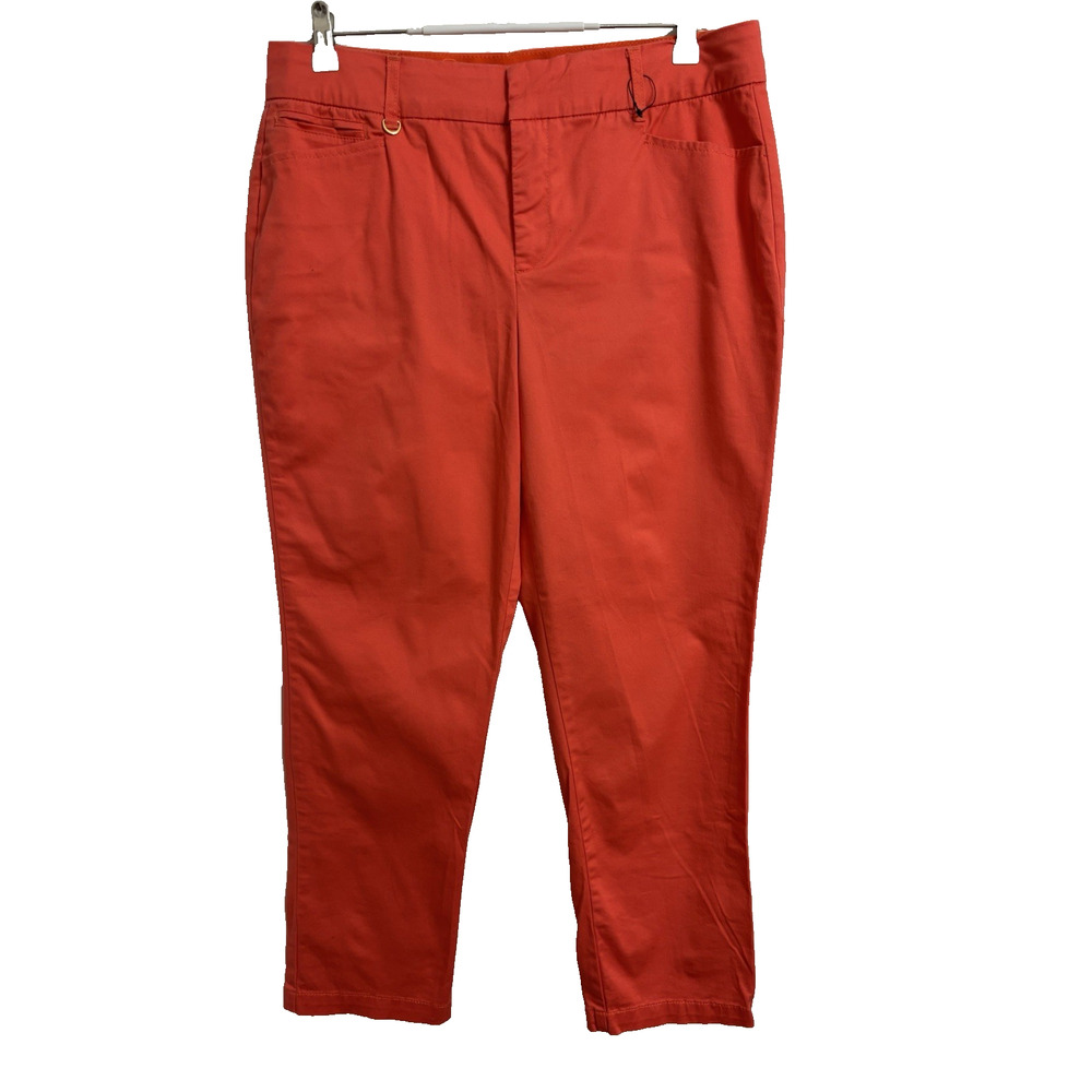 JM Collection Women's 12 Coral Ankle Pants Spring Colorful BOHO Coastal Stretch